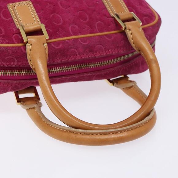 CELINE C Macadam Canvas Hand Bag Suede Leather Purple Gold - Picture 7 of 12